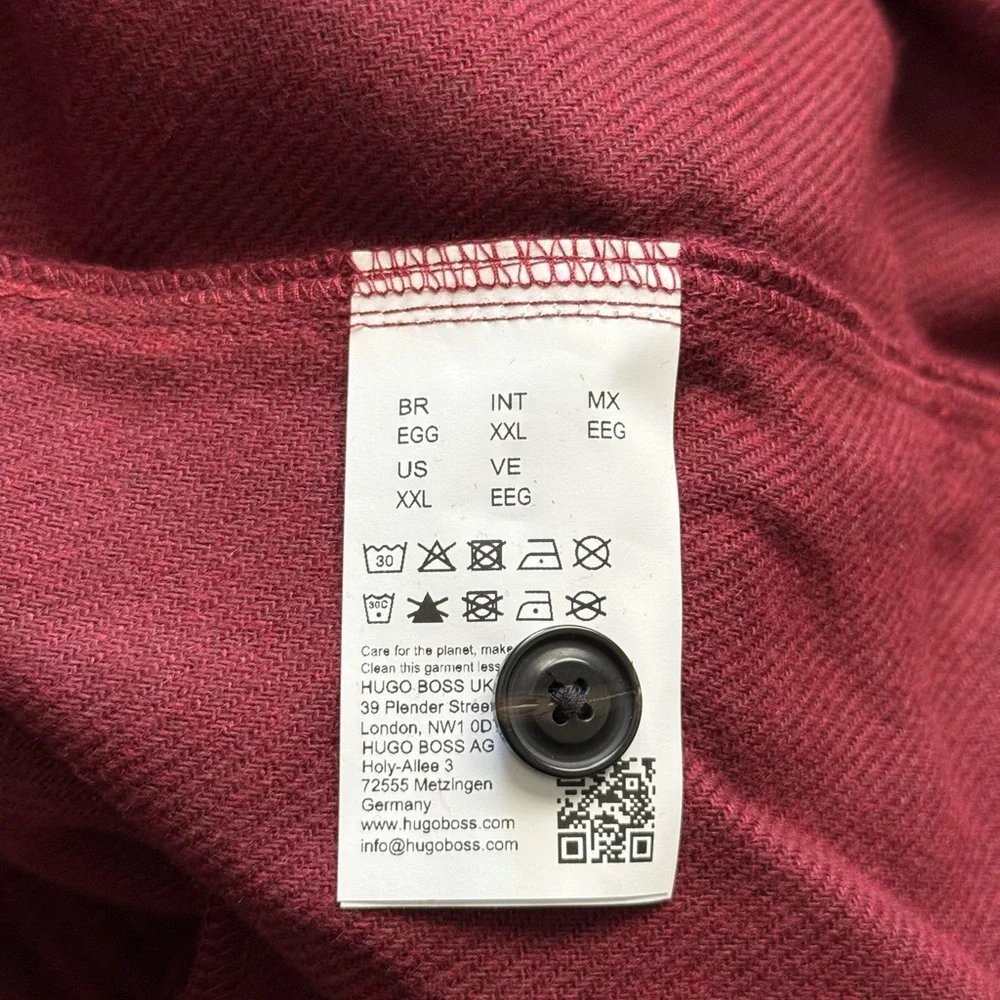 HUGO Boss Men's Size XXL Dark Red Enalu Oversized Fit Button Up Shirt Pockets - Picture 9 of 11